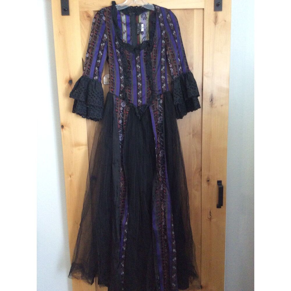 Vintage Lip Service FETISH Dangerous Liaisons Purple Goth Maxi Dress M RARE